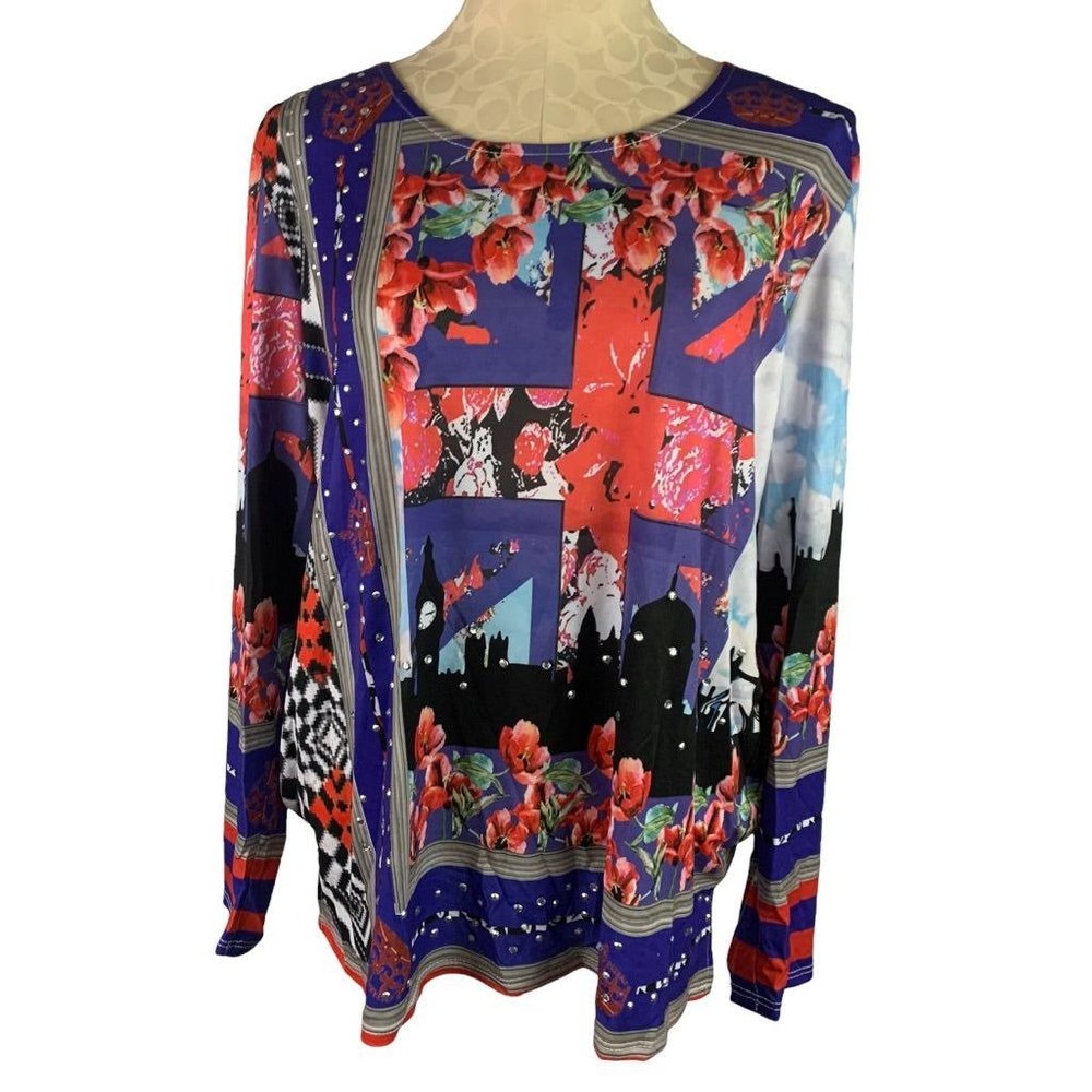 Large Sharif Couture Women's Floral Stripe New Women's Embellished